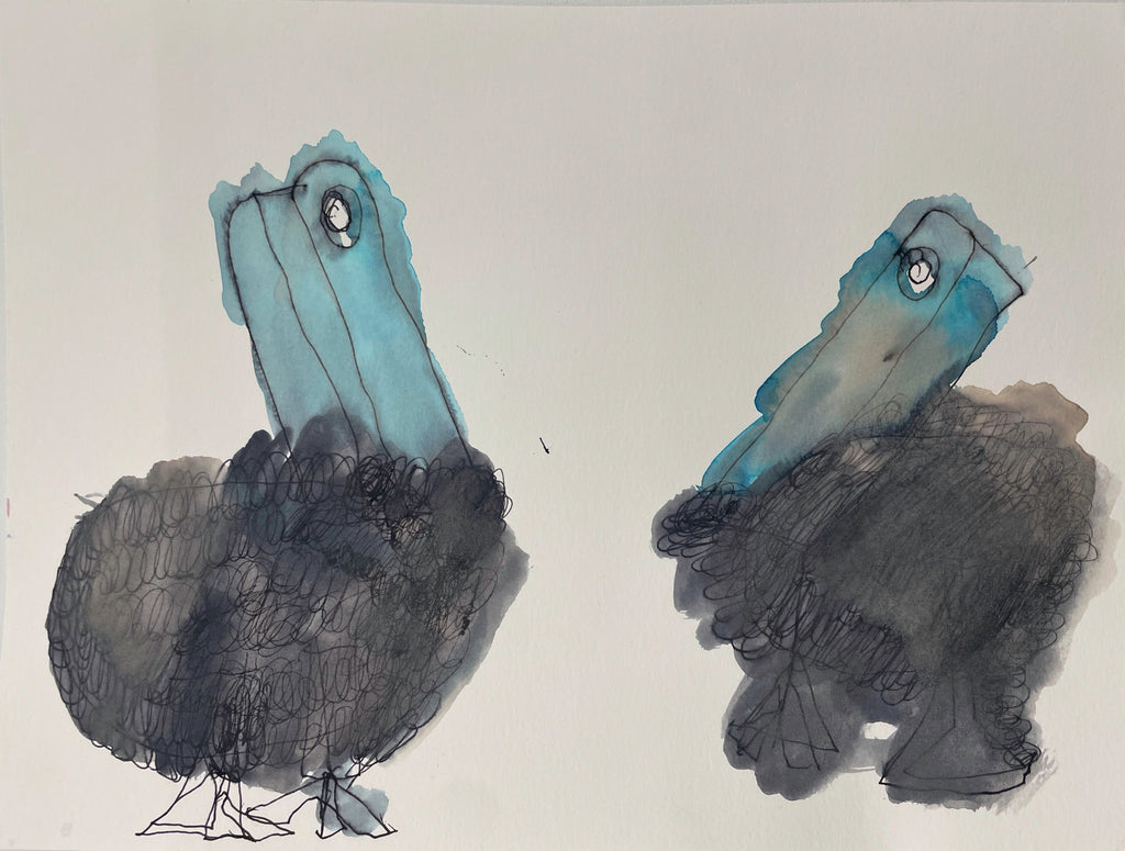Untitled Birds #2 (Blue & Grey), by Dale Roberts