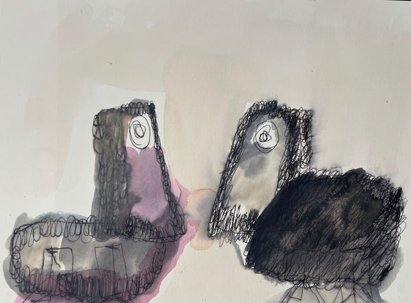 Untitled Birds #3 (Pink & Tan), by Dale Roberts