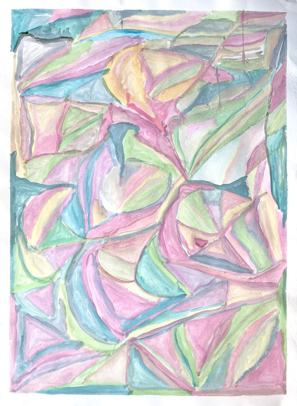 Colorful abstract art with pastel shades on a white background