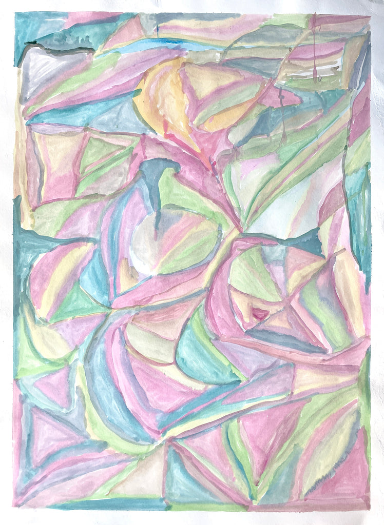 Colorful abstract art with pastel shades on a white background