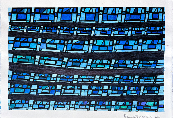 Untitled 2 (Multi-Colored Figures Over Blue), by Robert Duncombe