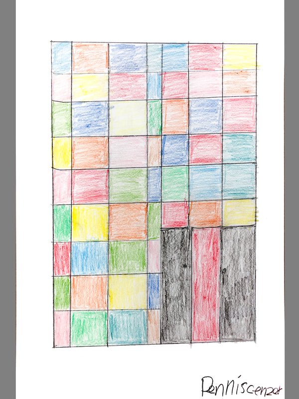 Untitled (Color Grid Building) 04, Drawing