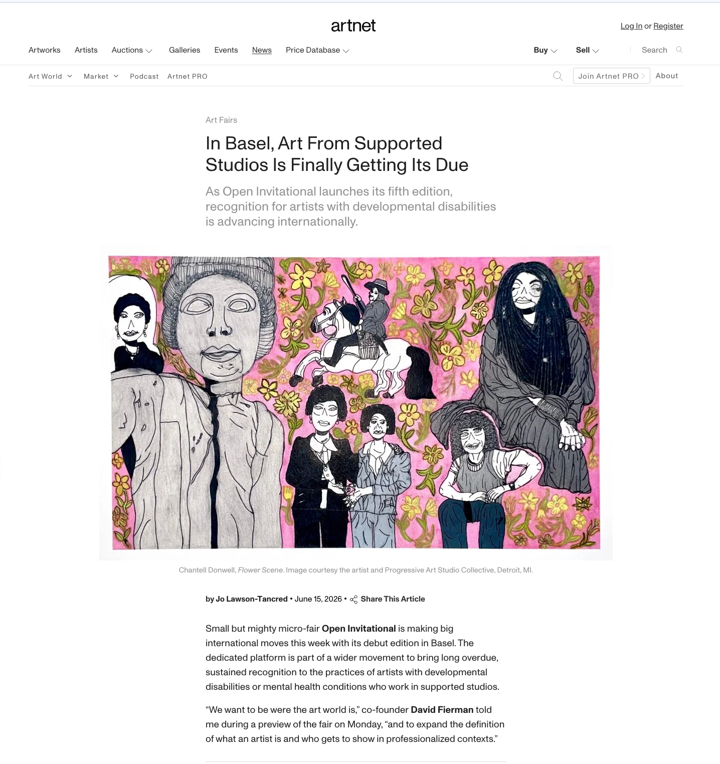"In Basel, Art From Supported Studios Is Finally Getting Its Due", Artnet, 06/15/2026