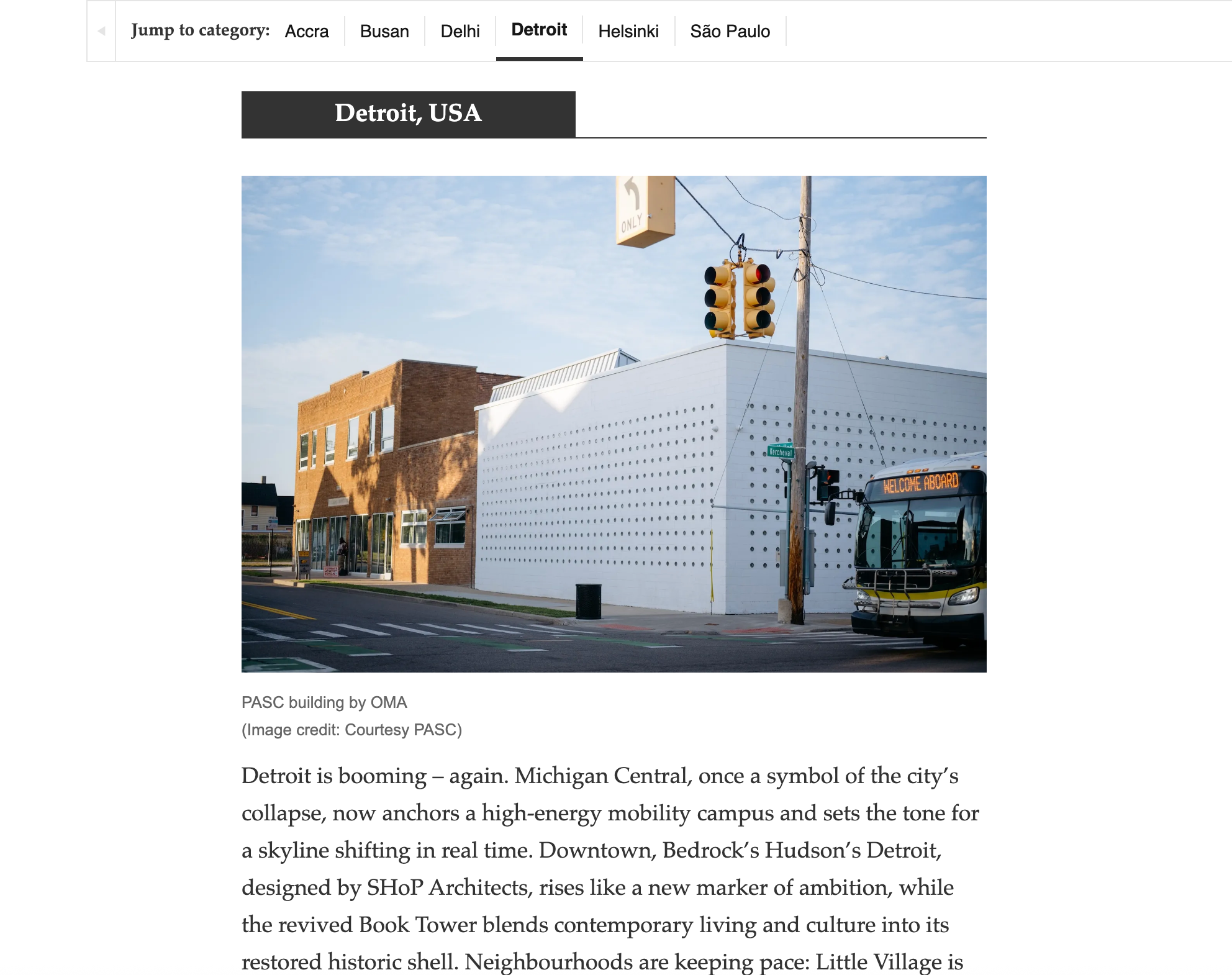 "City of the Year 2026 shortlist", Wallpaper, 12/2025