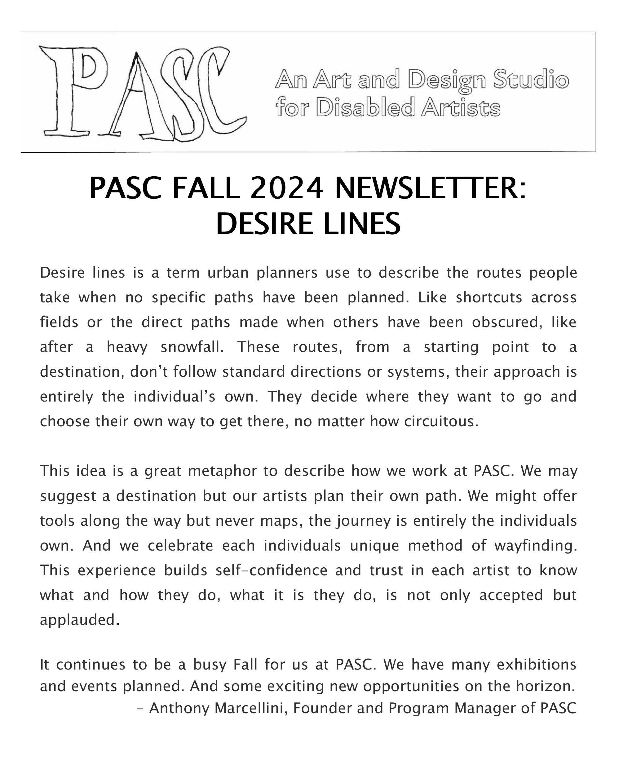 PASC Fall Newsletter: Desire Lines and Imagination Maps