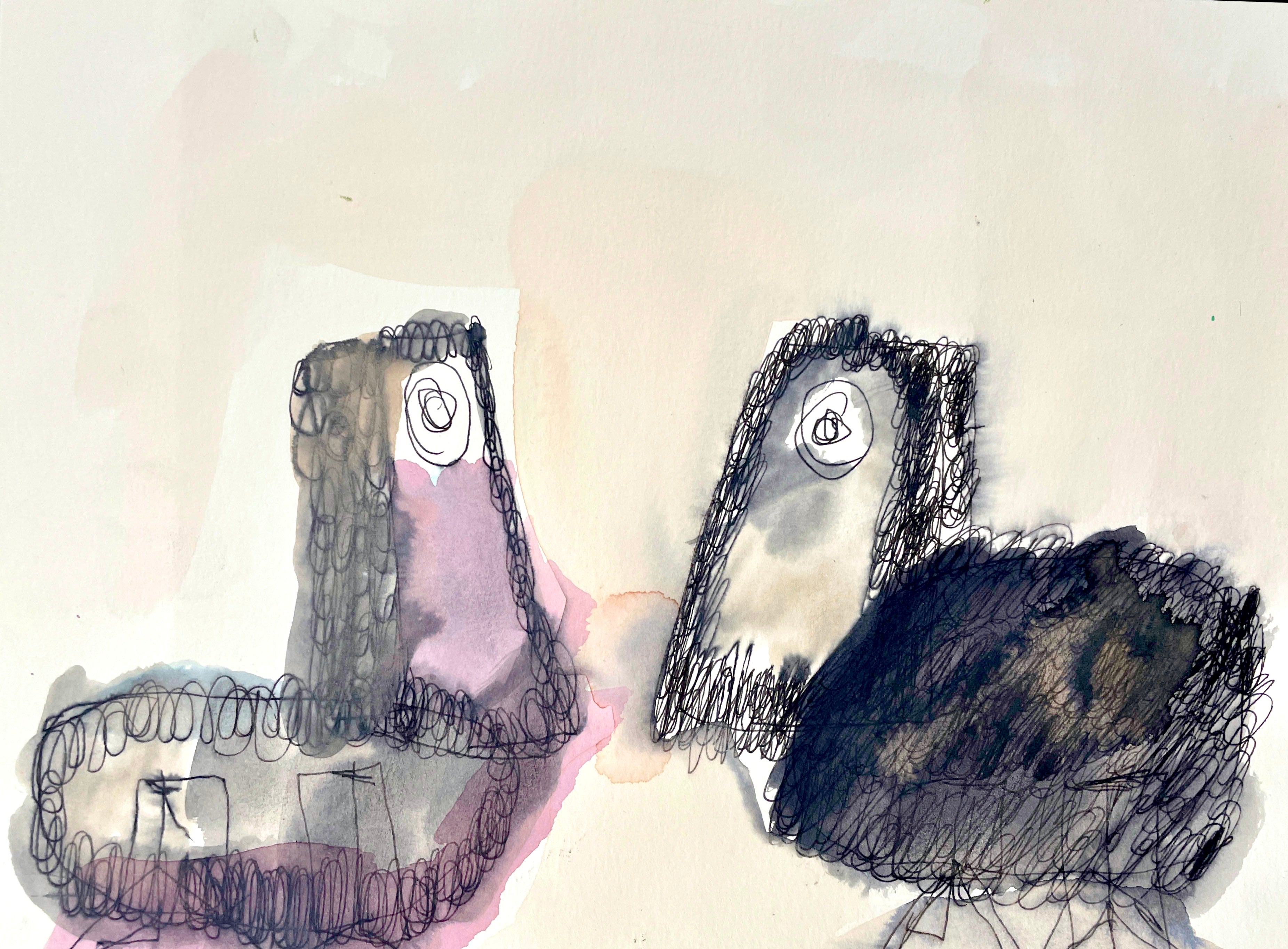 Untitled Birds #3 (Pink & Tan), by Dale Roberts - pasc-gallery