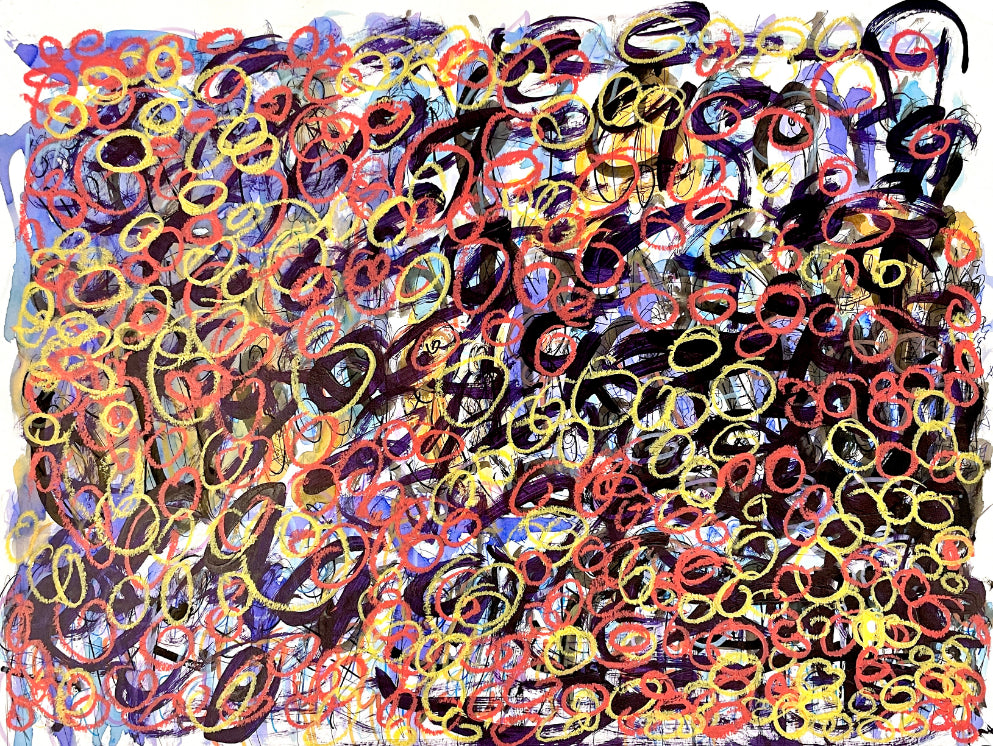 Untitled (Red, Yellow, Black over Blue), by Aliese Beaty - pasc-gallery