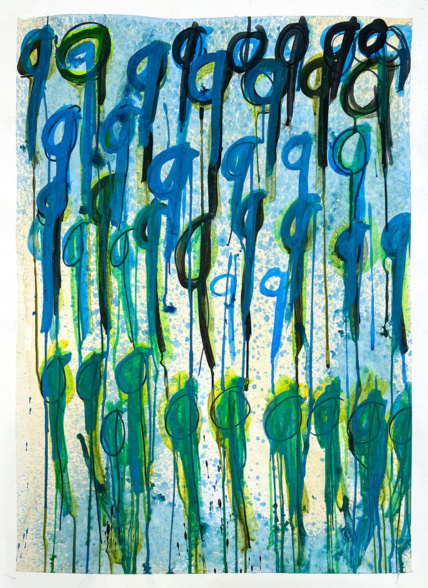 Untitled (Green and Blue 9s), by DeRon Hudson