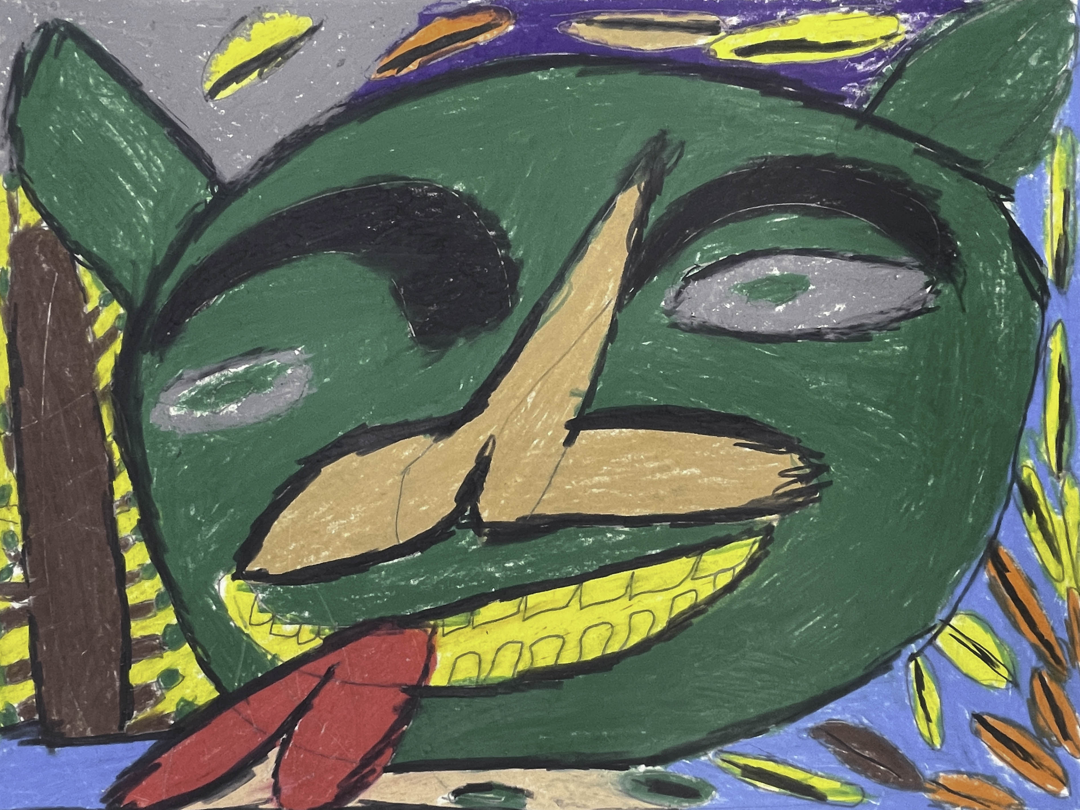 The Green Monster Man and Apple Tree and Wonderful Leaves and Yellow Teeths to See, by Eric Green - pasc-gallery