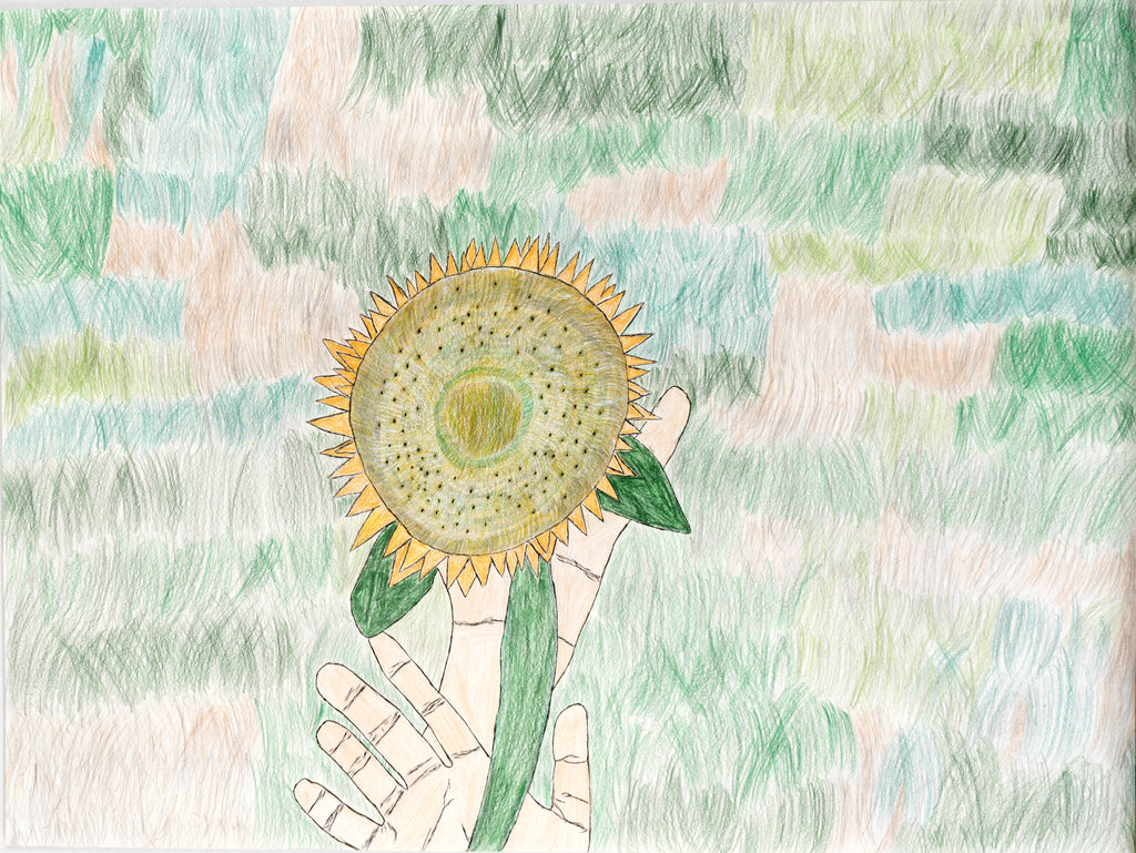 Hand Holding Sunflower, by Je'vonnie Evans