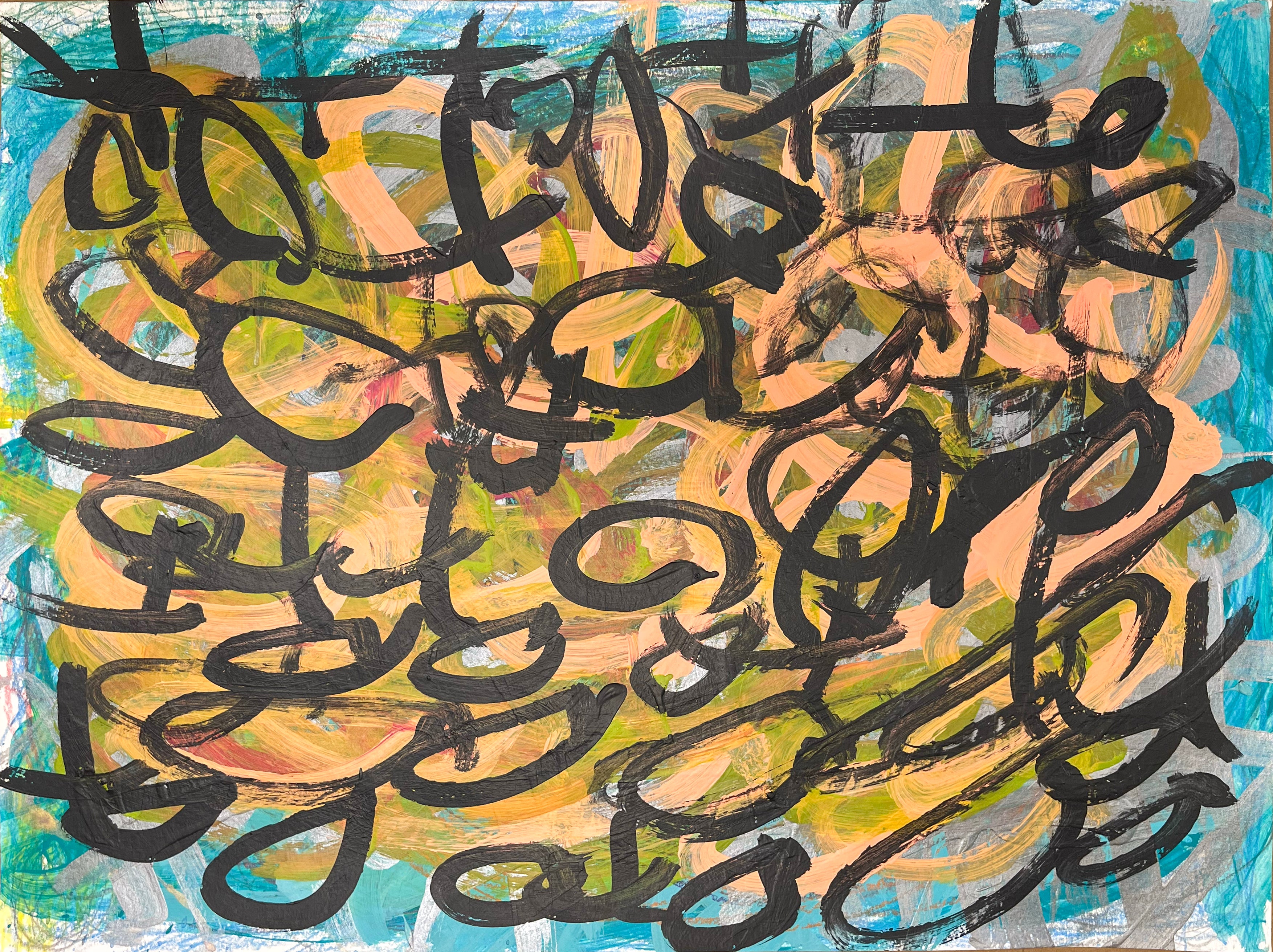 Untitled (Black Over Orange and Teal), by Julieann Dombrowski - pasc-gallery