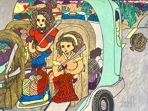Knitting and Crocheting in Car Ride, by Lauren Williams