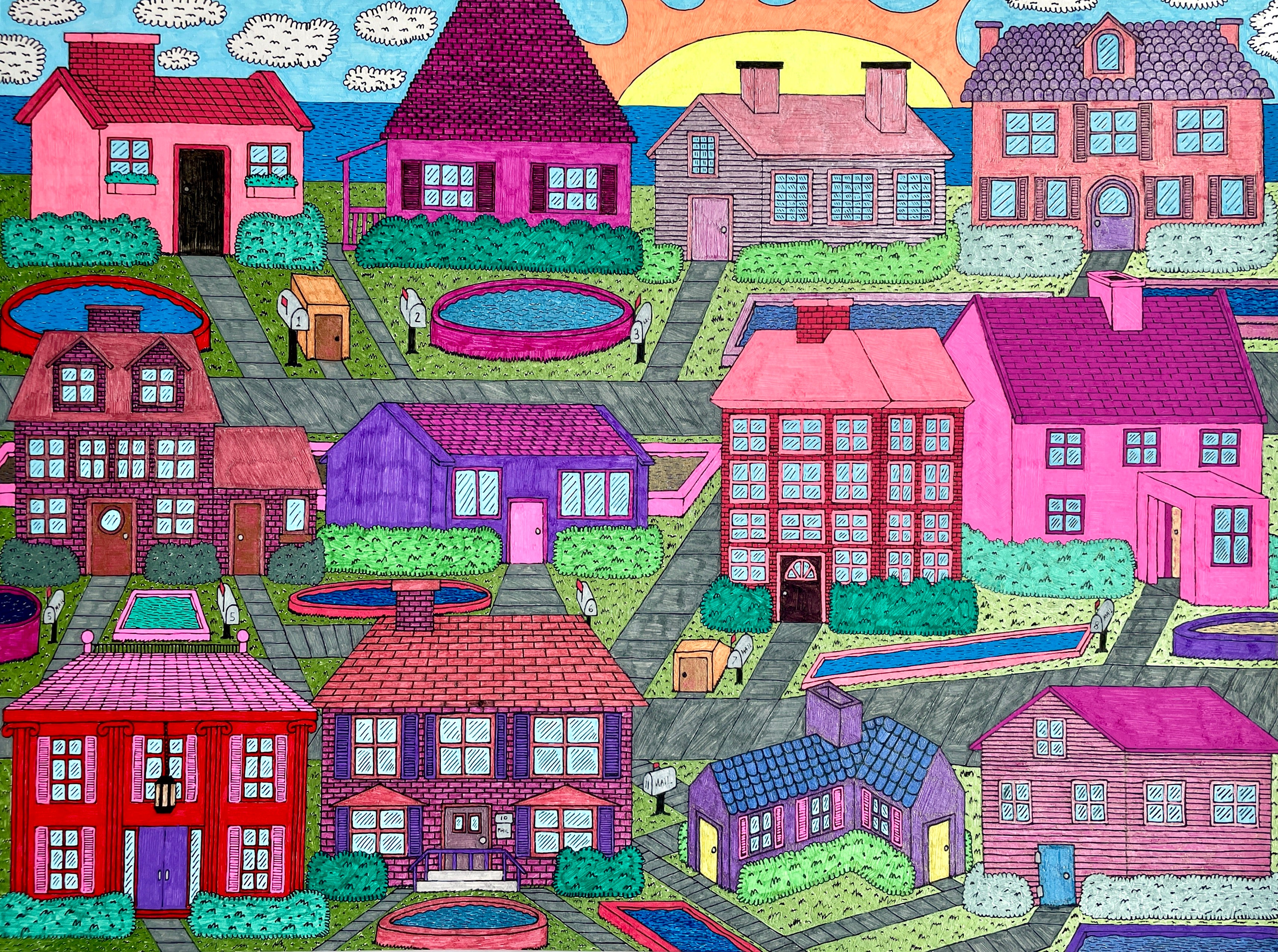 Houses and Pools, by Nicholas Granch - pasc-gallery