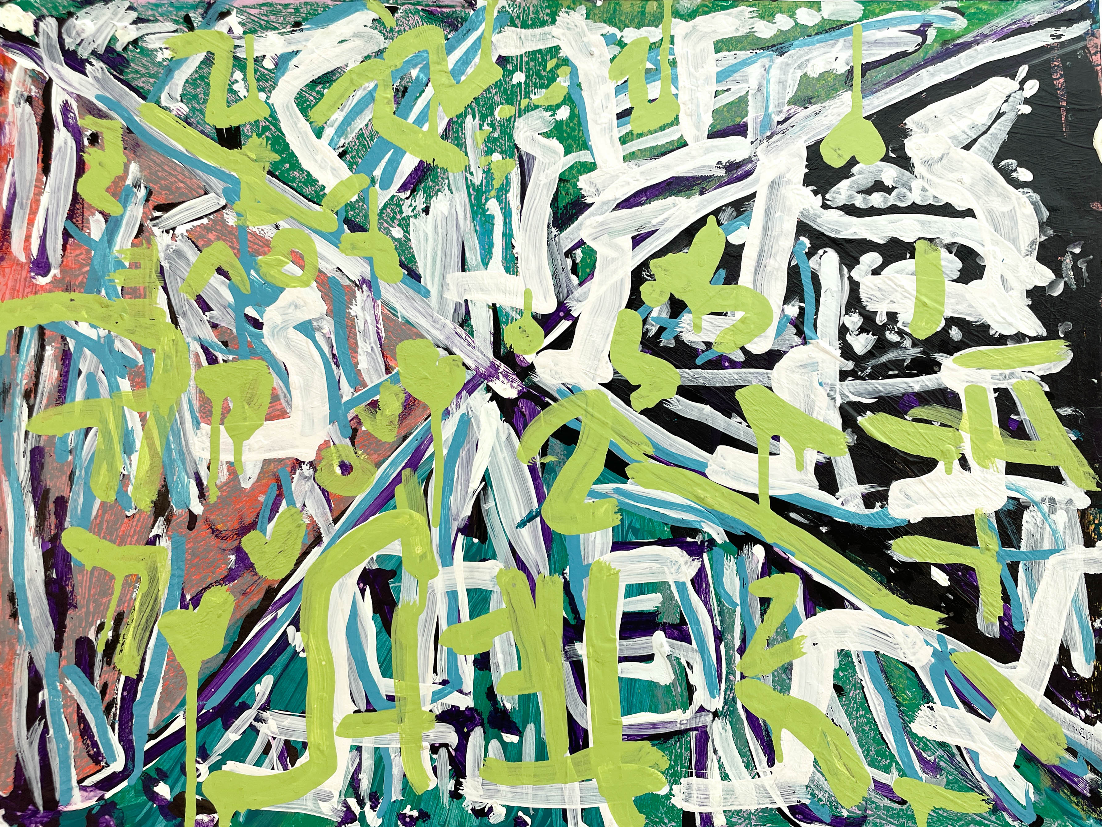 Untitled (Green White Lines), by Phillis Rogers