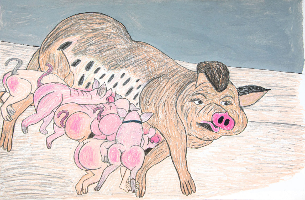 Mama Pig and Piglets, by Ronald Griggs - pasc-gallery