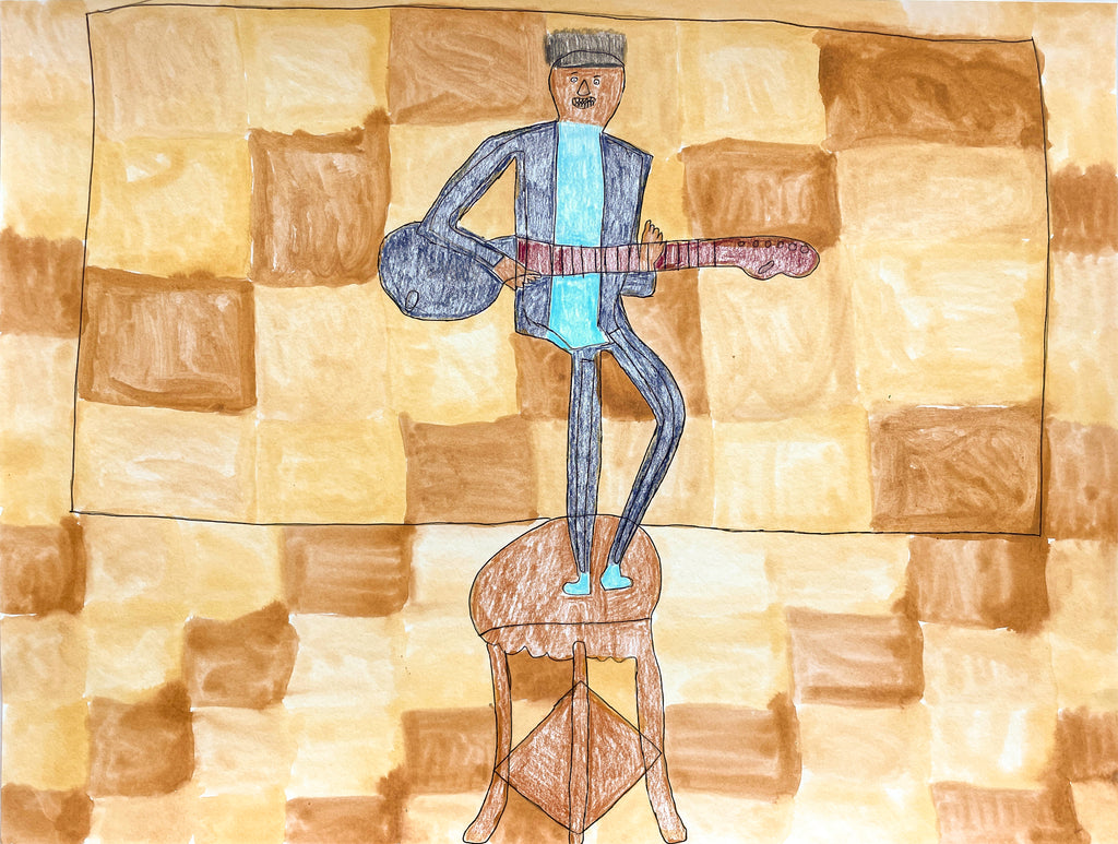 Playing Guitar on the Table on the Dance Floor, by Rubin Bates