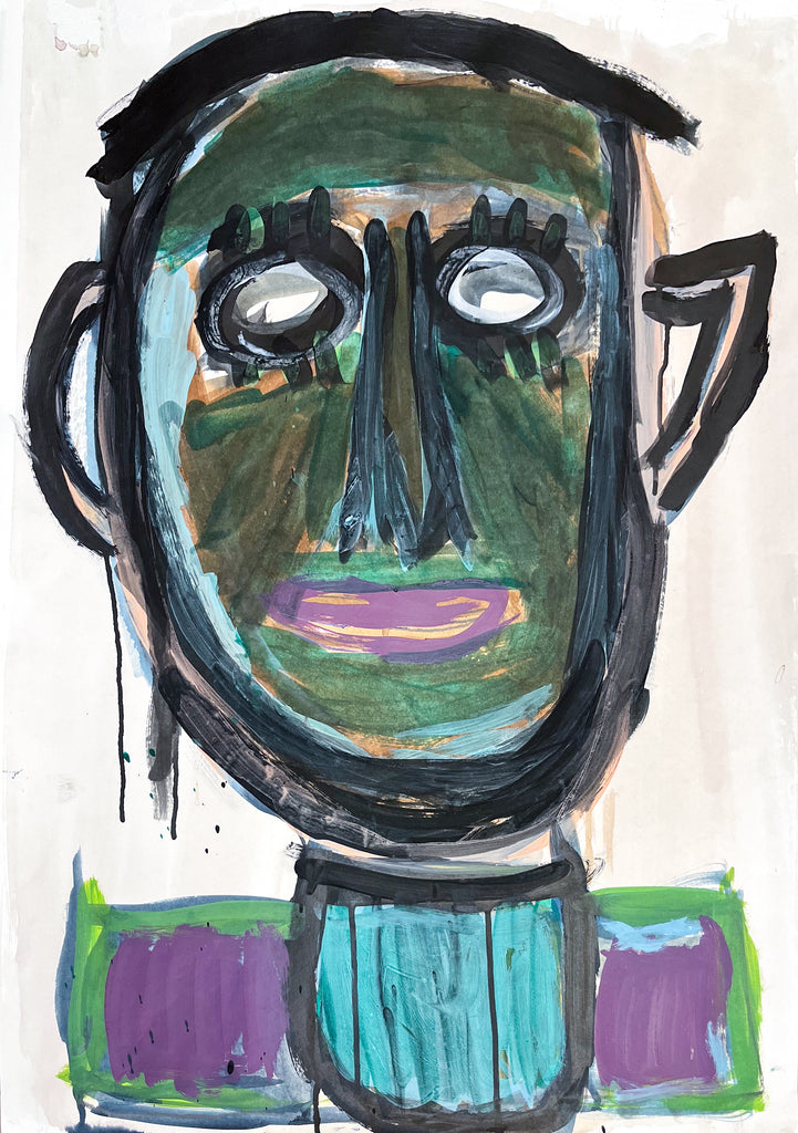 Untitled, Green Face Purple Lips, by Alsendoe Owens