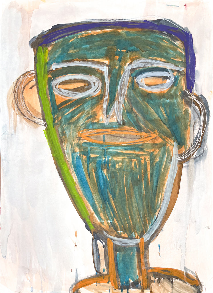 Untitled, Orange and Blue Face, by Alsendoe Owens