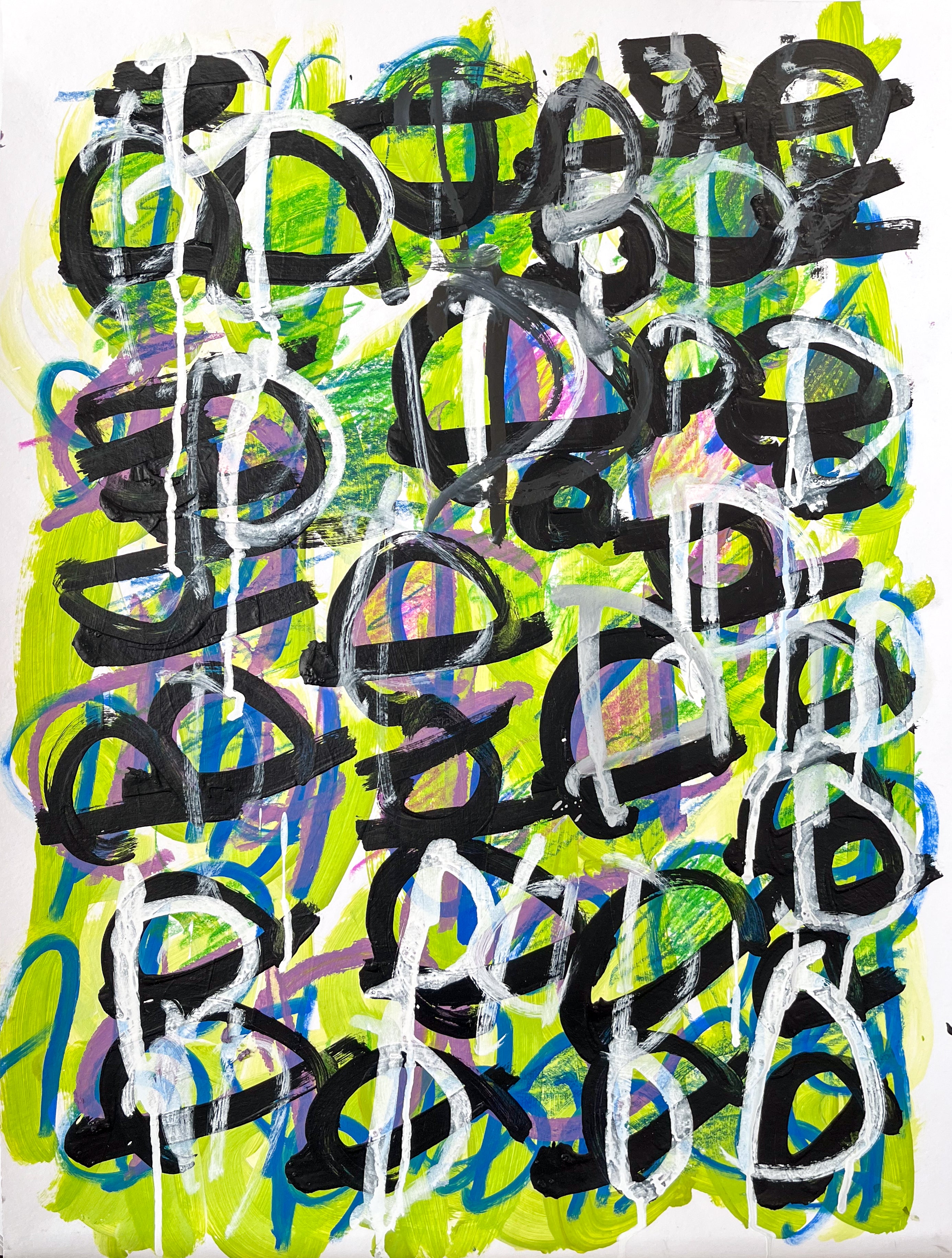 Untitled Green Violet White Abstract, by Donald Thomas - pasc-gallery