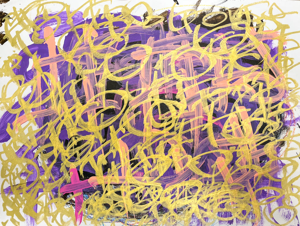 Untitled (Gold Over Pink and Purple), by Julieann Dombrowski