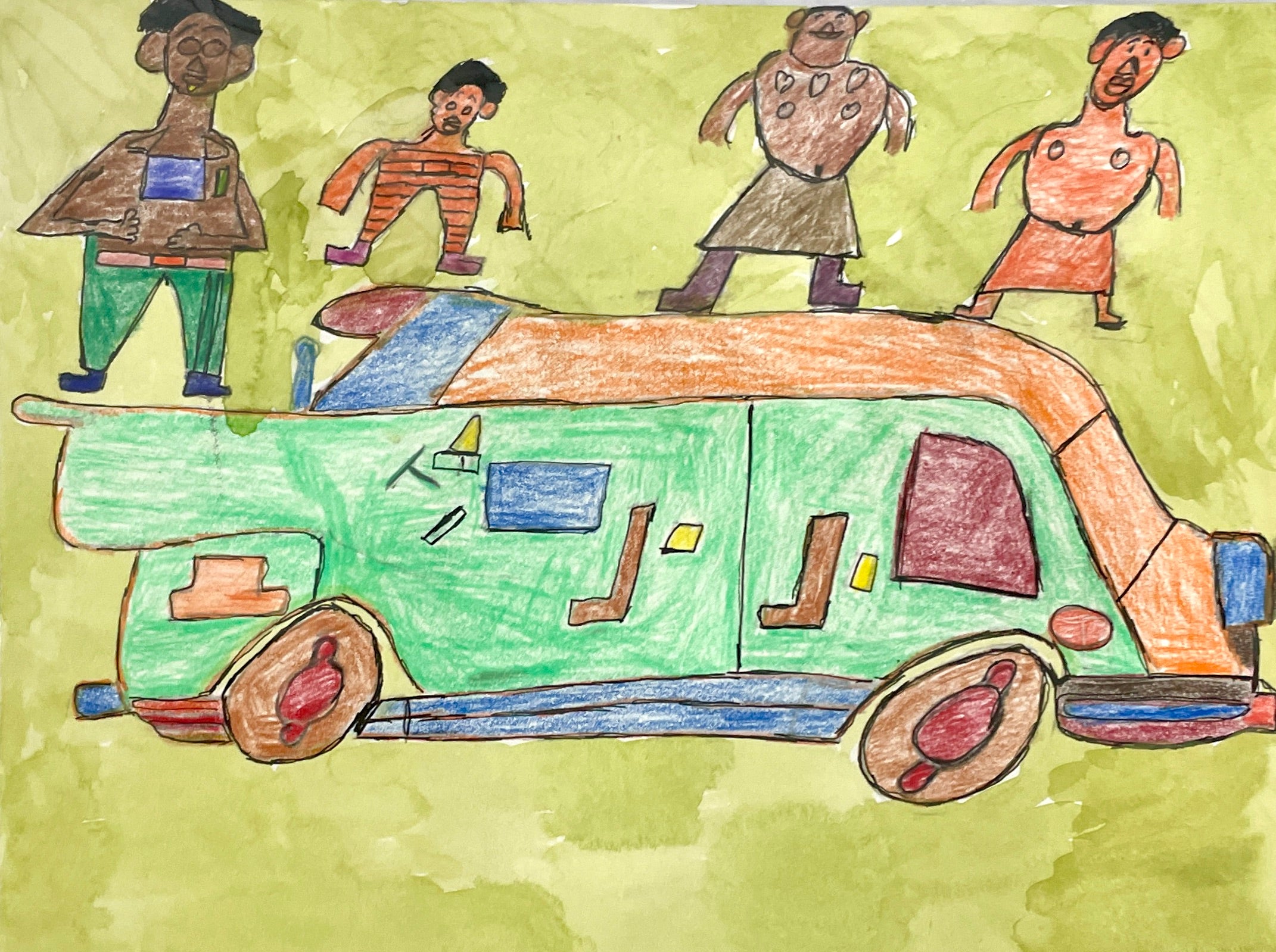 Four People on Car, by Marear Smith