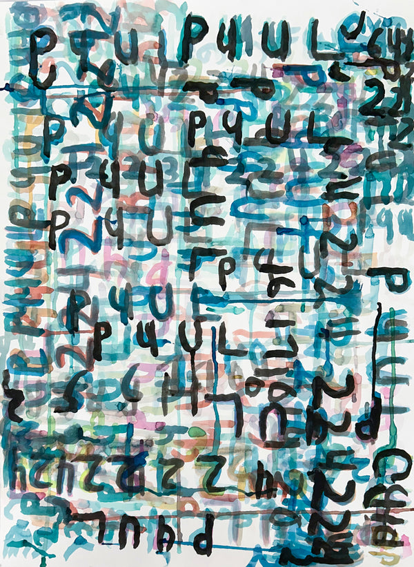 Untitled 05, Blue and Black Text, by Paul Carter