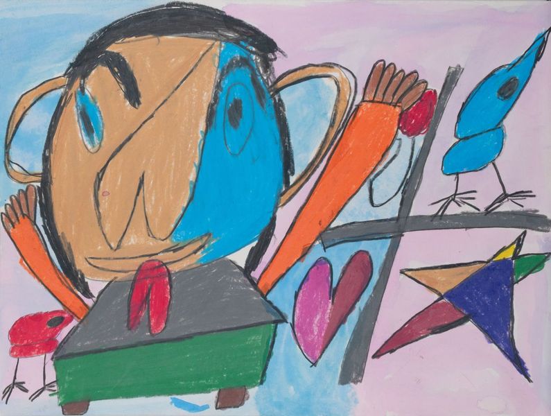 Figure With Birds Stars and Hearts, by Eric Green - pasc-gallery