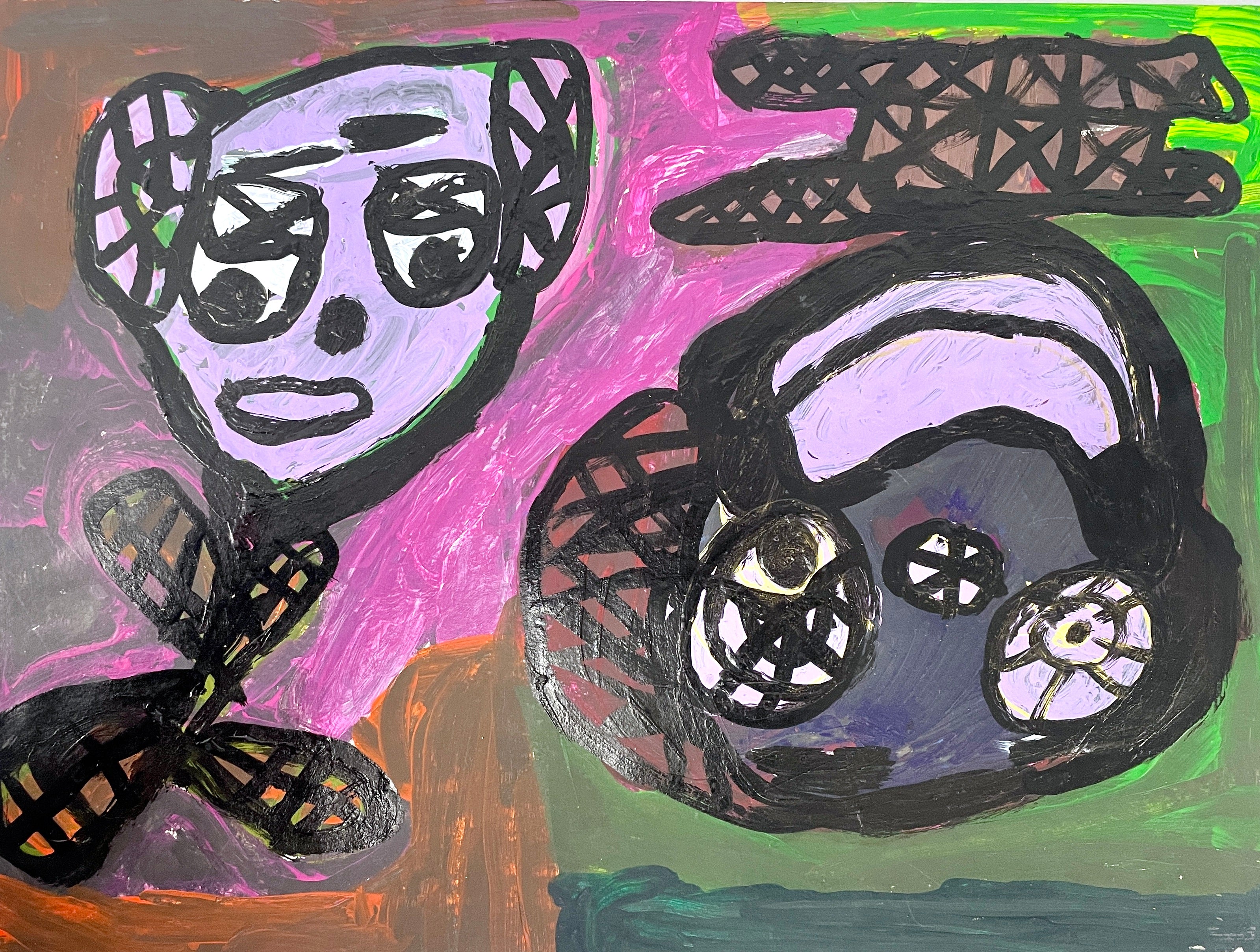 Pink Green Figures, by Renee Rogan