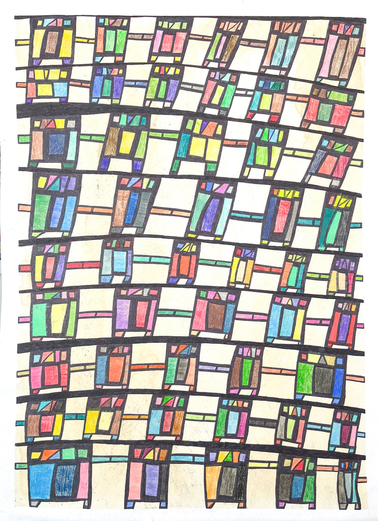 Multicolored Figures Over Beige by Robert Duncombe