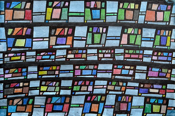 Untitled (Multi-Colored Figures Over Teal), by Robert Duncombe - pasc-gallery