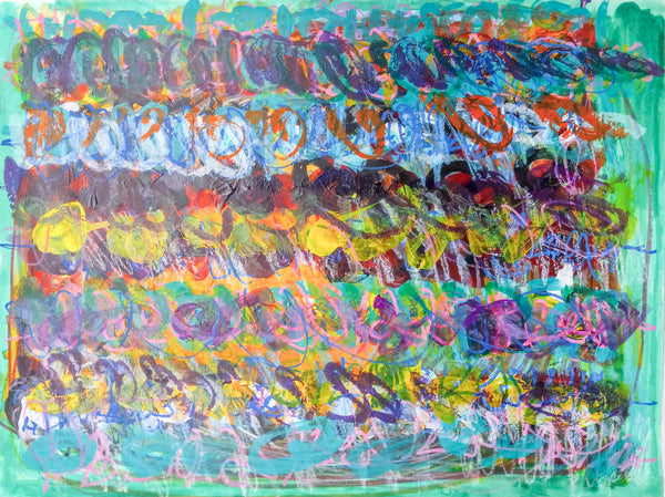 Untitled 2 (Green, Yellow, Blue Abstract), by Shawna Campbell