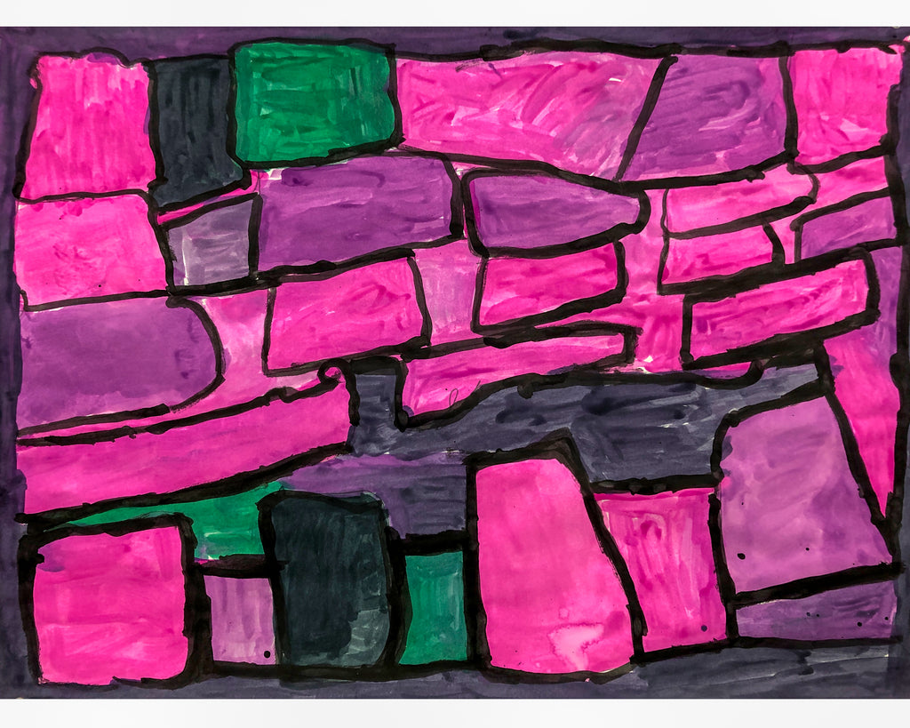 Untitled (Pink, green and black abstraction), Mixed Media
