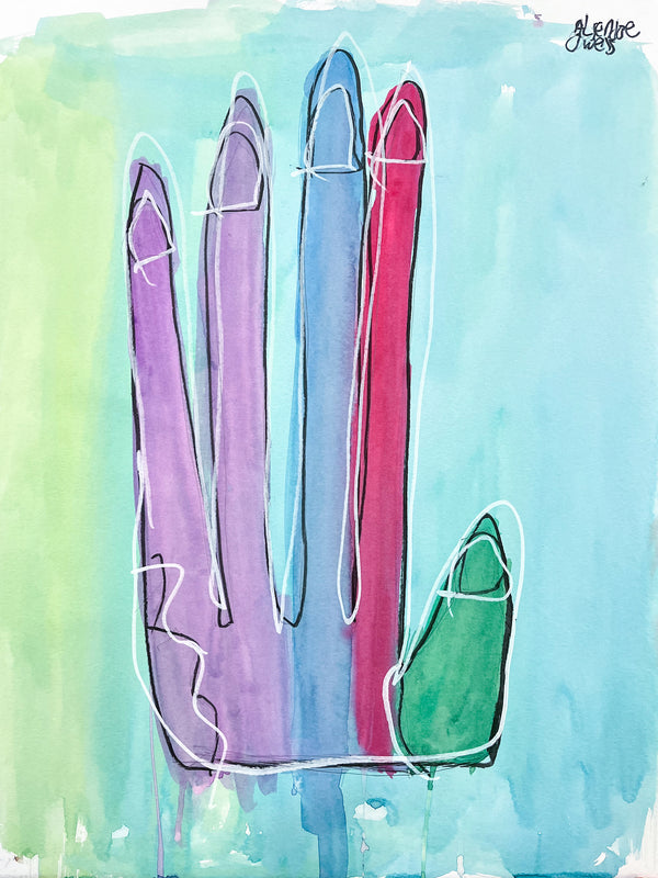 Rainbow Hand, Watercolor by Alsendoe Owens