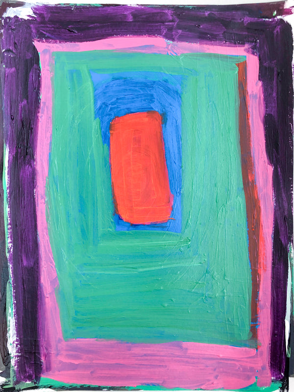Orange, Pink, Blue and Purple Square Sun, Painting