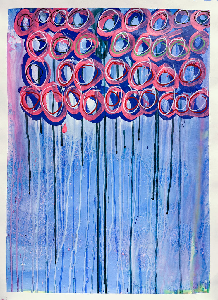 Untitled (Pink Circles Blue), by DeRon Hudson