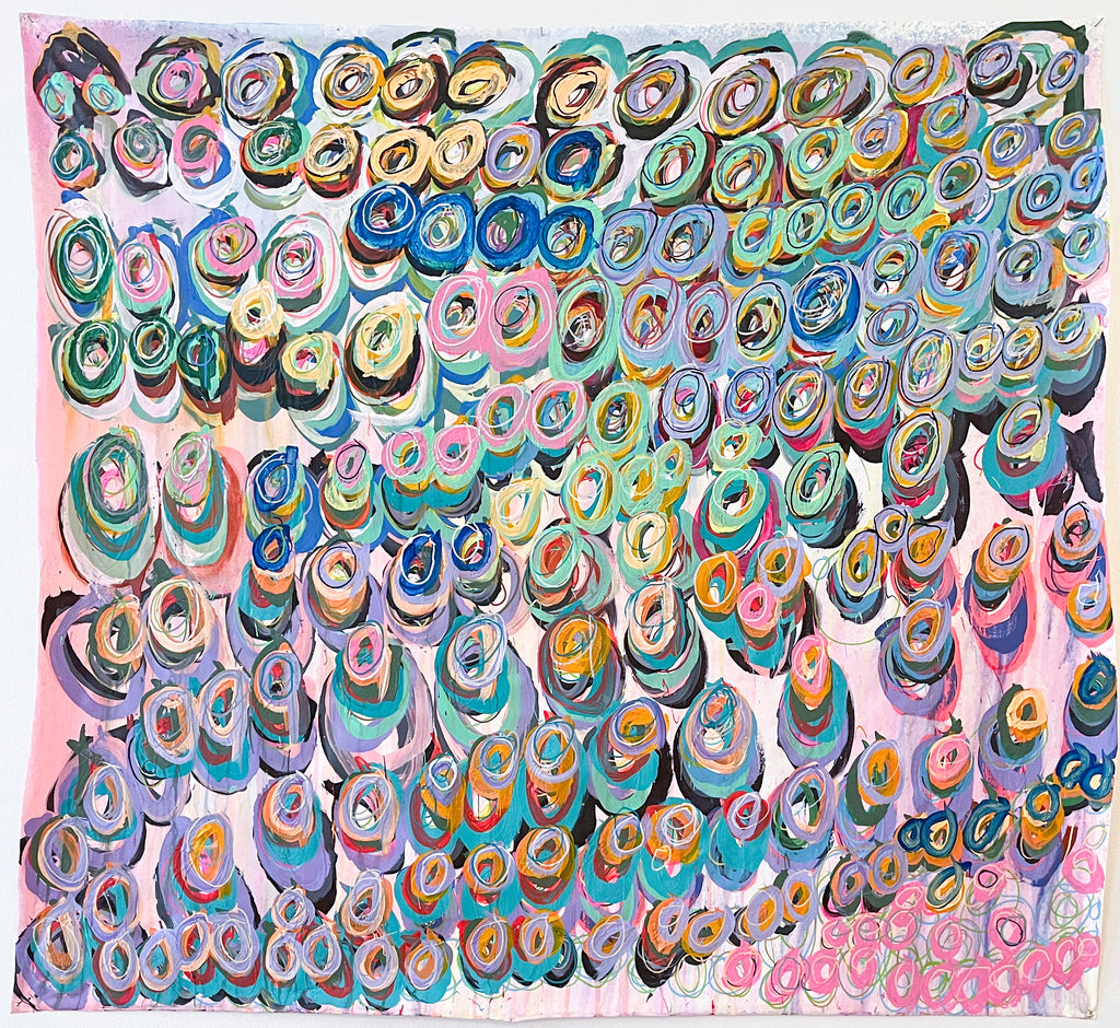 Untitled (Pink and Teal Circles), by DeRon Hudson