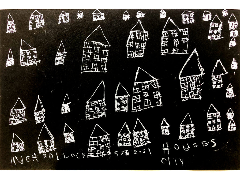 Untitled (City Houses, White on Black), Drawing