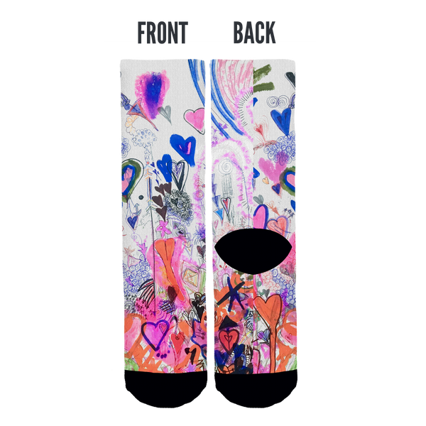 Pink Flower Heart Socks by Promise Vos