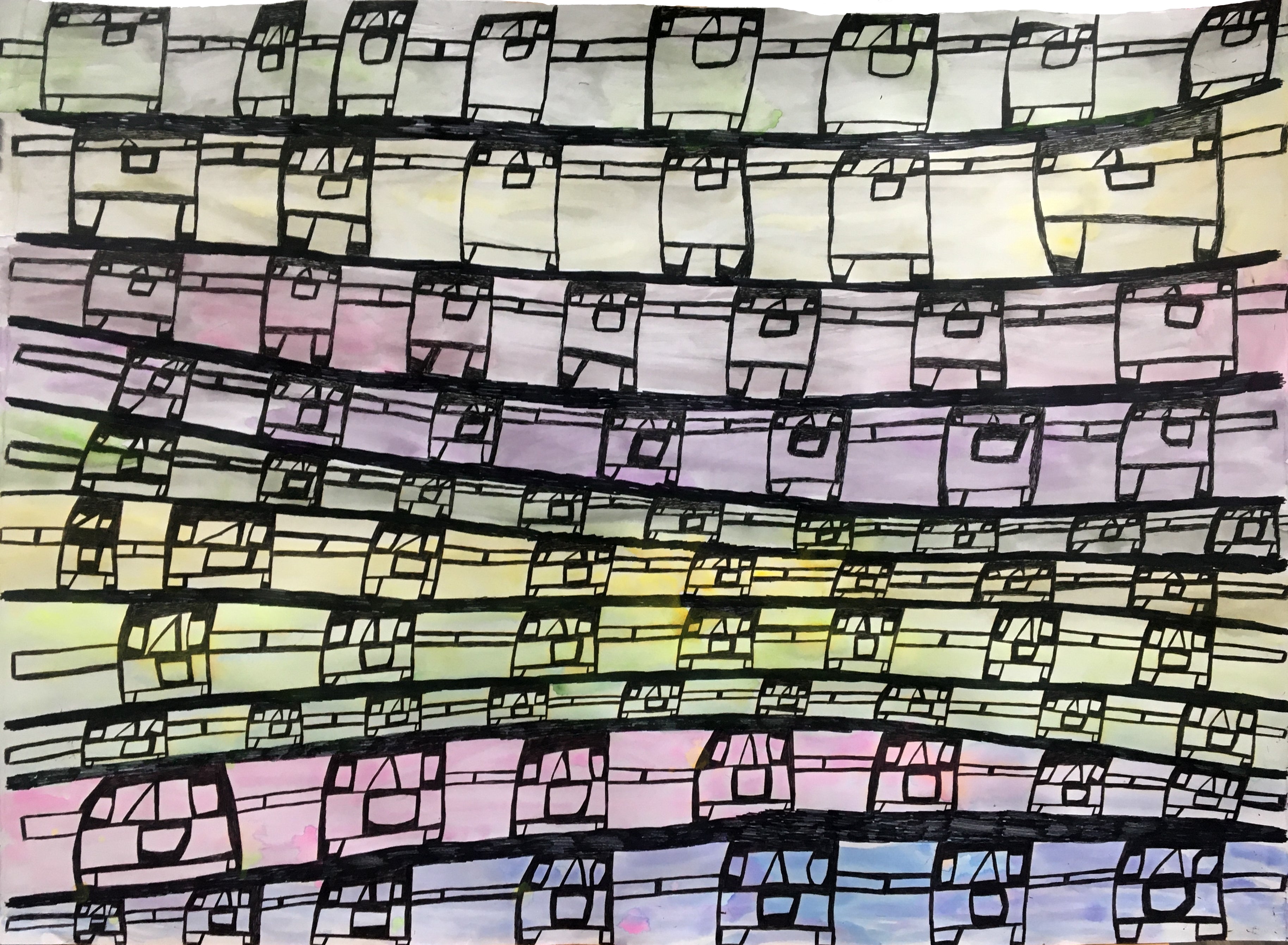 Untitled (Figures on Pastel Ombre), by Robert Duncombe - pasc-gallery