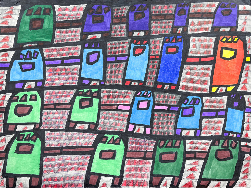 "Blue, Green and Orange Figures", by Robert Duncombe, Fine Art Print