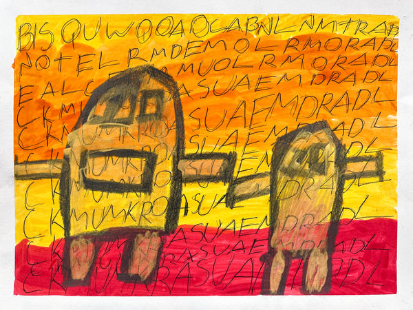 "Untitled Big Figures in the Sunset with Text", by Robert Duncombe