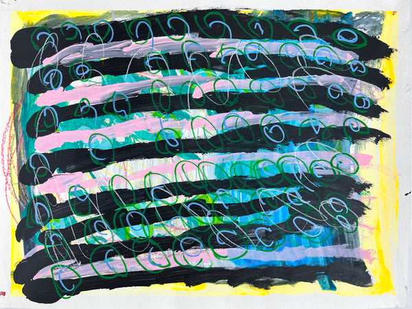 Untitled 09 (Black and Blue Over Yellow), by Shawna Campbell