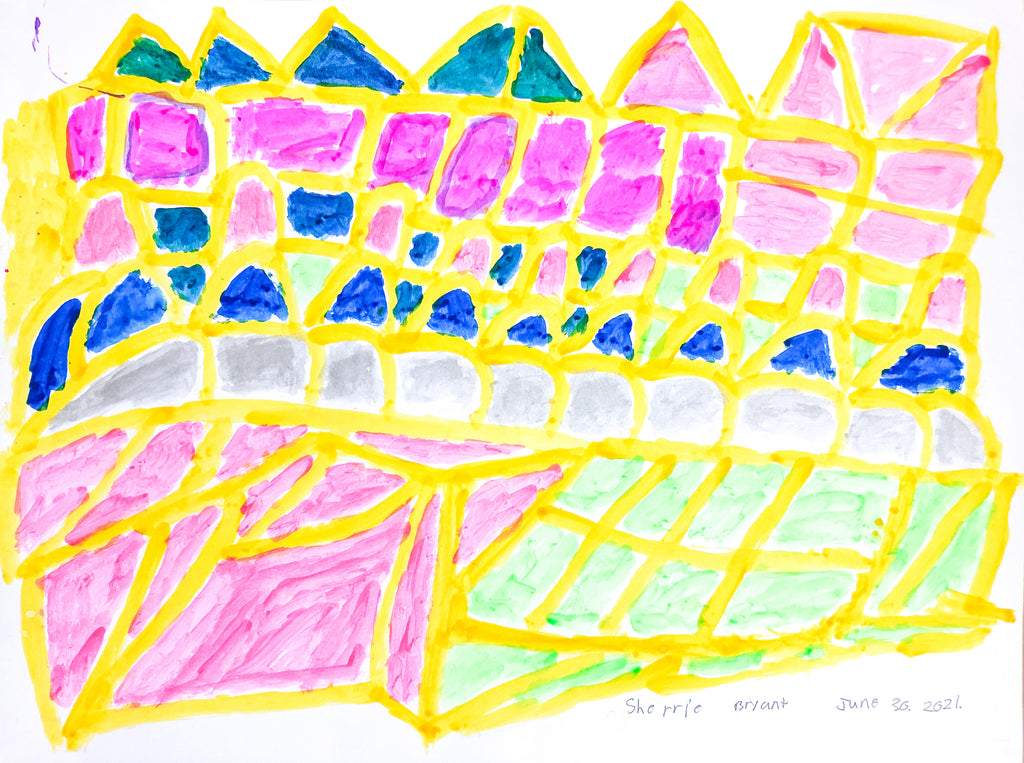 Untitled (Yellow Pink Castle), Watercolor